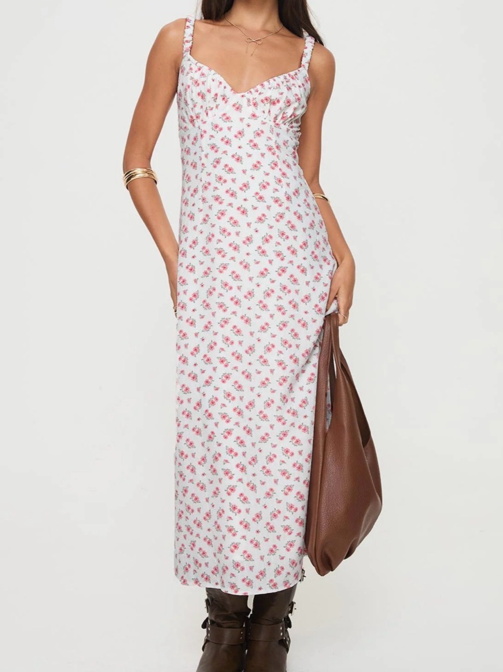 Princess Polly Georgia Midi Dress White / Pink Floral